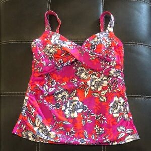 Floral Pink Orange Women's Swim Suit Top / Tankini style